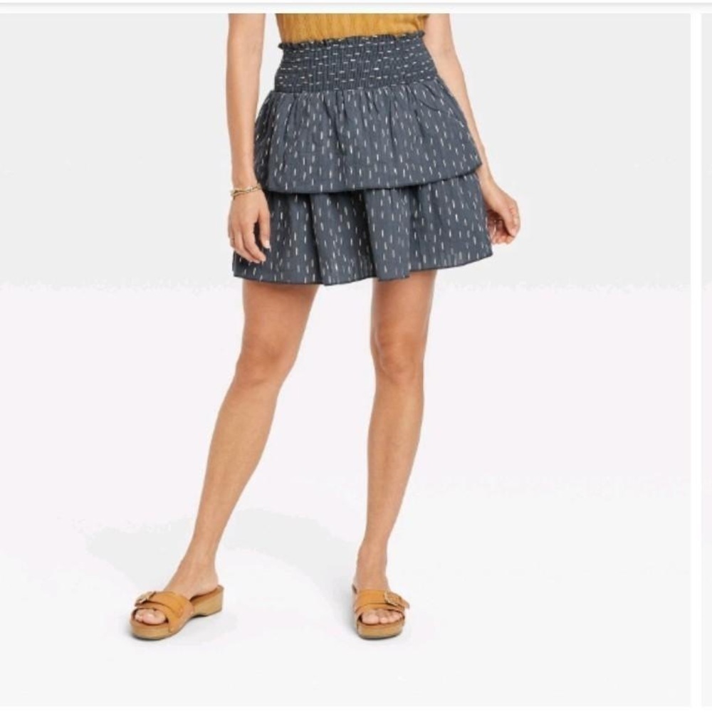 Universal Thread™ Women's Short Tiered Ruffle Mini Skirt Gray Ikat Size L